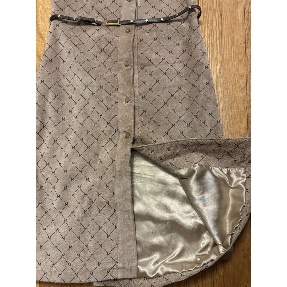 Wilsons Leather Maxima Vintage Monogram Suede Dress Trenchcoat Belted Brown S - Picture 14 of 16